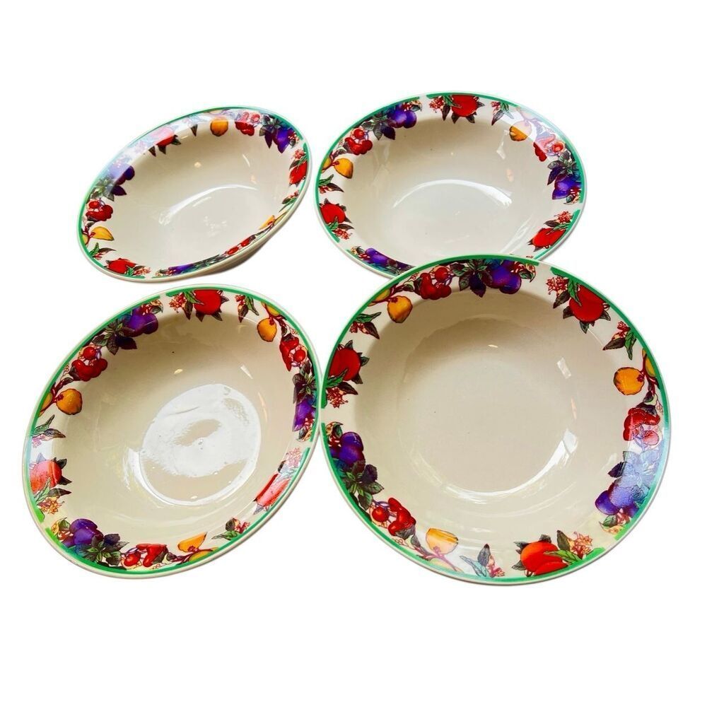 Set of 4 China Pearl Harvest Rim Soup/Cereal Bowl 7 1/8 Cottagecore, MCM Retired
